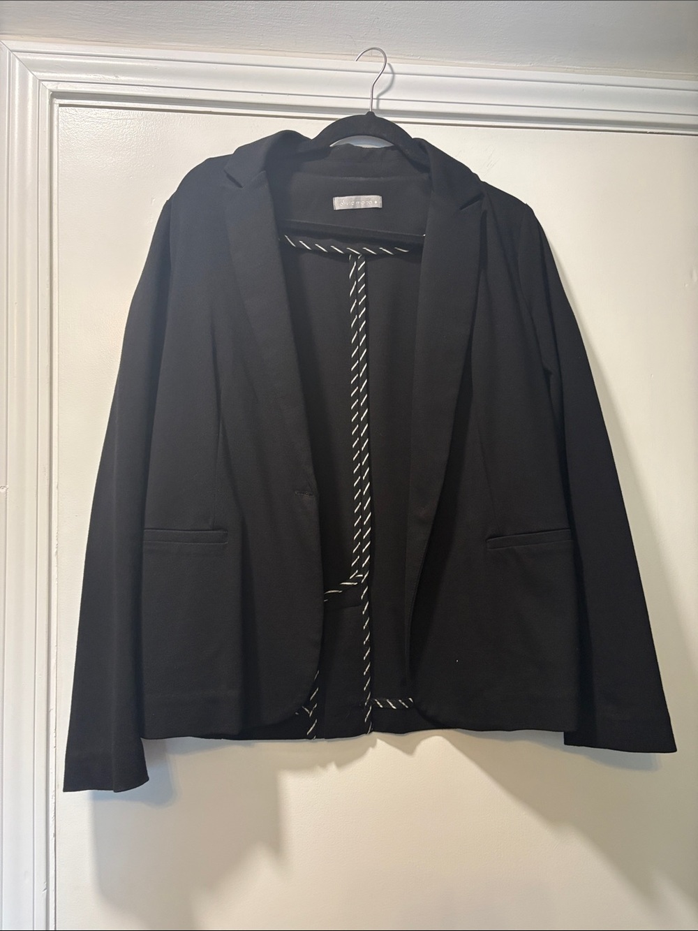 Olivia Moon Black Women's Blazer with Subtle Stripe Lining